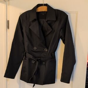 Express Black Double-Breasted Trench Coat